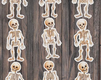 Full Body Skeleton Die Cut Vinyl Sticker Set – For Notebook, Laptop, Water Bottle & Scrapbooking