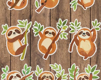 Cute Cartoon Sloth Die Cut Vinyl Sticker Set – For Notebook, Laptop, Water Bottle & Scrapbooking