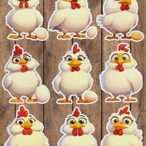 Cartoon Chicken Vinyl Die Cut Sticker Set | Funny Sticker | Laptop Sticker | Water Bottle Sticker | Notebook Sticker