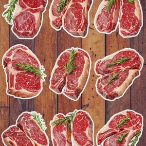 Steak Die Cut Vinyl Sticker Set | Funny Sticker | Laptop Sticker | Water Bottle Sticker | Notebook Sticker