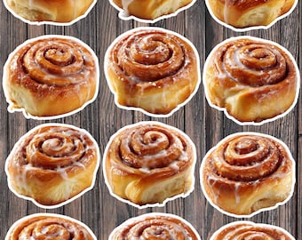 Cinnamon Roll Die Cut Vinyl Sticker Set – For Notebook, Laptop, Water Bottle & Scrapbooking