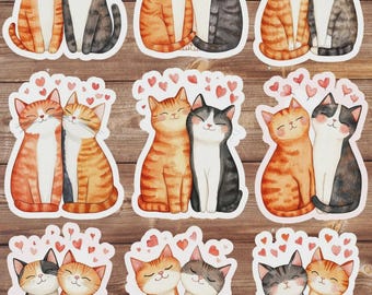 Kittens In Love Vinyl Die Cut Sticker Set | Funny Sticker | Laptop Sticker | Water Bottle Sticker | Notebook Sticker Scrapbooking