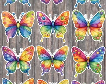 Rainbow Butterfly Vinyl Sticker Set | Waterproof Laptop Decal for Water Bottles, Notebooks