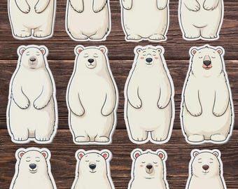 Simple Polar Bear Die Cut Vinyl Sticker Set | Funny Sticker | Laptop Sticker | Water Bottle Sticker | Notebook Sticker