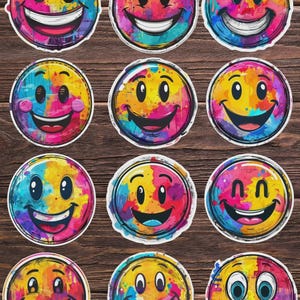 Graffiti Happy Face Die Cut Sticker Set | Funny Sticker | Laptop Sticker | Water Bottle Sticker | Notebook Sticker