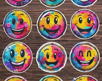 Graffiti Happy Face Die Cut Sticker Set | Funny Sticker | Laptop Sticker | Water Bottle Sticker | Notebook Sticker