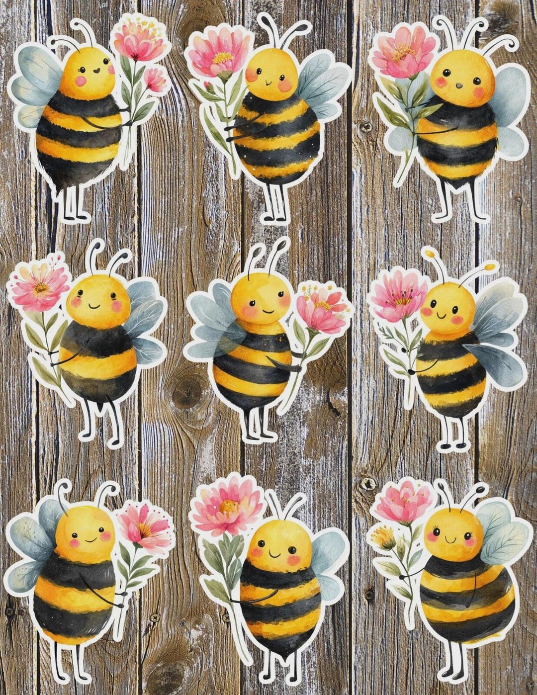Sticker Pwp Bumble Bee With Flower Die Cut Vinyl Sticker Set | Sticker | Laptop ...