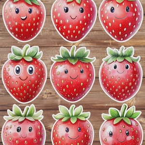 Cute Cartoon Strawberry Vinyl Die Cut Sticker Set Sticker Laptop Sticker Water Bottle Sticker Notebook Sticker Scrapbooking