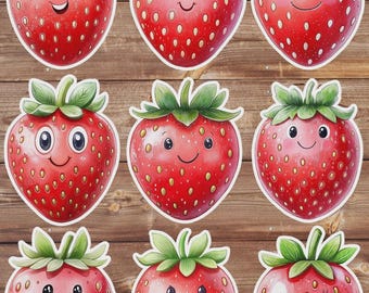 Cute Cartoon Strawberry Vinyl Die Cut Sticker Set Sticker Laptop Sticker Water Bottle Sticker Notebook Sticker Scrapbooking