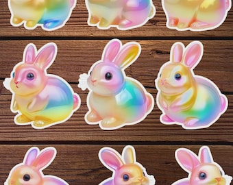 Holographic Style Bunny Vinyl Die Cut Sticker Set | Funny Sticker | Laptop Sticker | Water Bottle Sticker | Notebook Sticker Scrapbooking