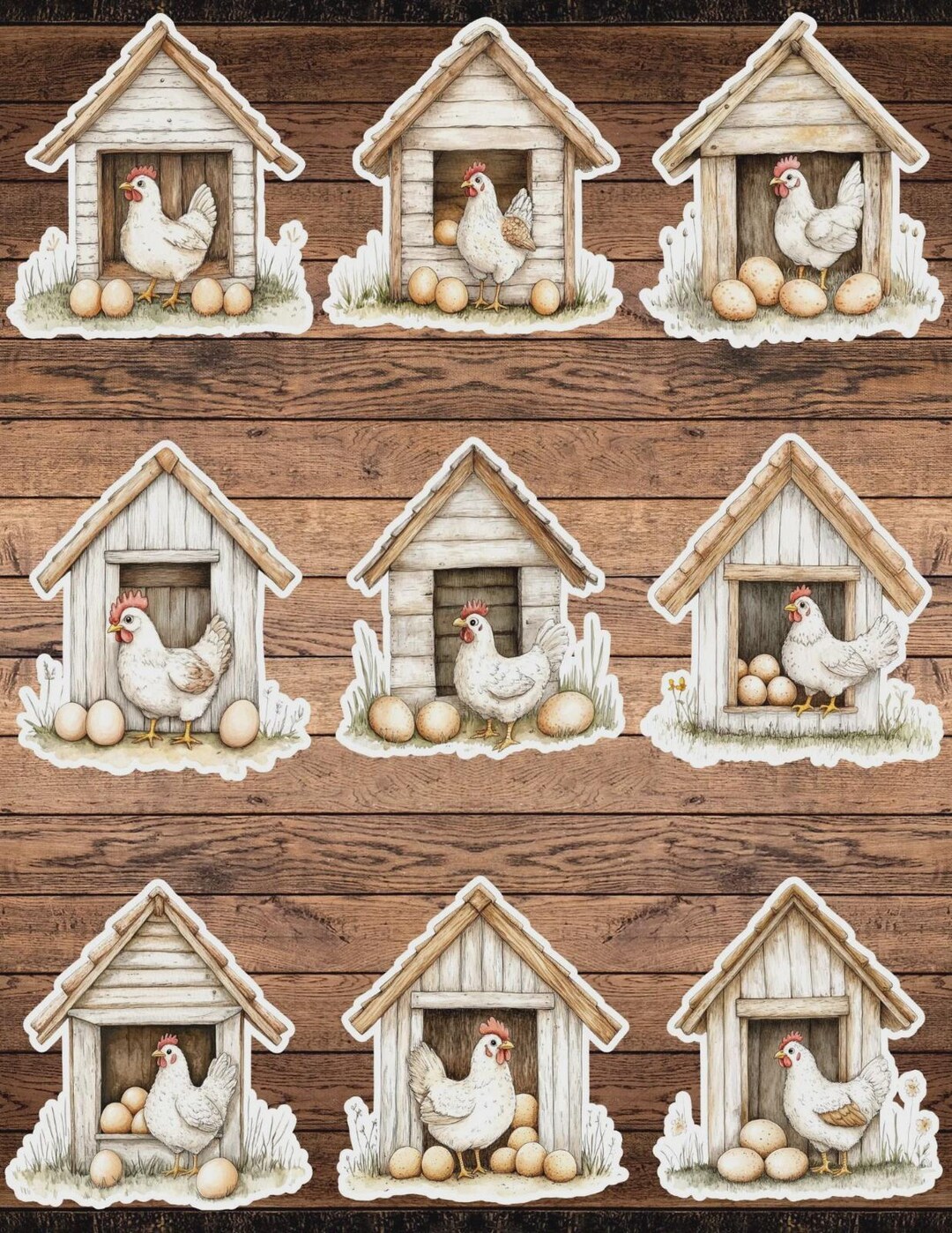 Farm Chicken Vinyl Die Cut Sticker Set | Funny Sticker | Laptop Sticker ...