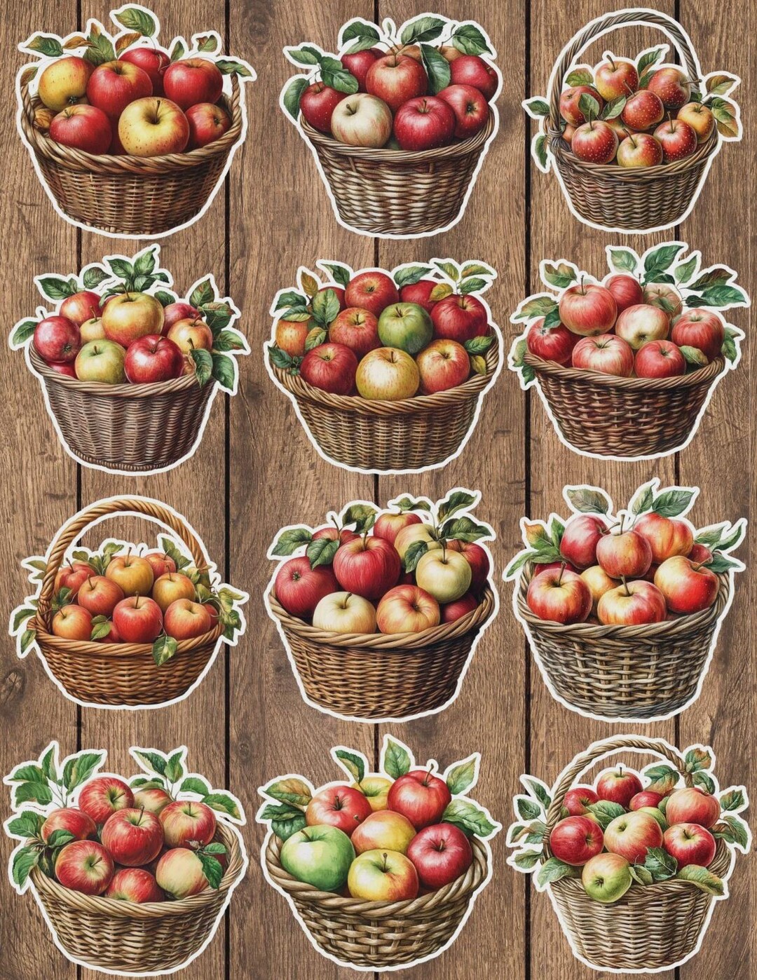 Basket of Apples Die Cut Vinyl Sticker Set | Funny Sticker | Laptop ...