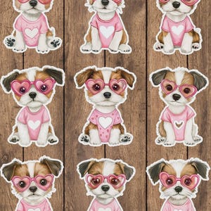 Puppy with Pink Hearts Vinyl Die Cut Sticker Set | Funny Sticker | Laptop Sticker | Water Bottle Sticker | Notebook Sticker