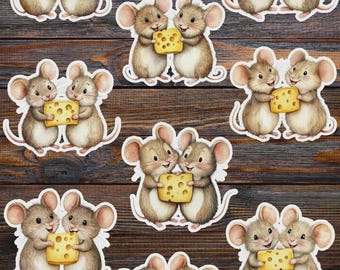Mice Eating Cheese Vinyl Die Cut Sticker Set | Funny Sticker | Laptop Sticker | Water Bottle Sticker | Notebook Sticker Scrapbooking