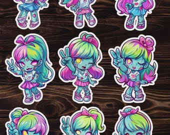 Sassy Zombie Girl Die Cut Vinyl Sticker Set – For Notebook, Laptop, Water Bottle & Scrapbooking