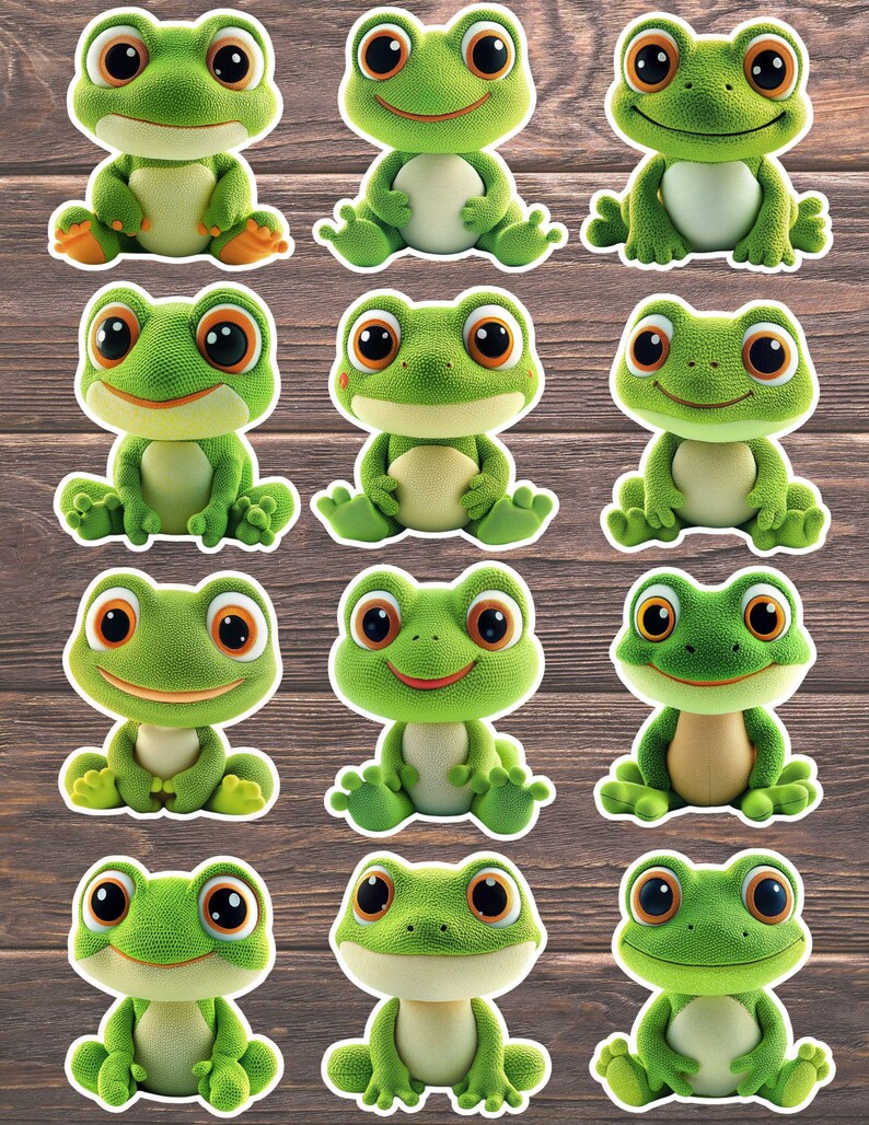 Cute Smiling Frog Die Cut Vinyl Sticker Set – for Notebook, Laptop ...