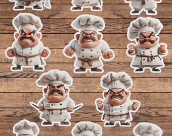 Angry Chef Sticker Set | Funny Sticker | Laptop Sticker | Water Bottle Sticker | Notebook Sticker