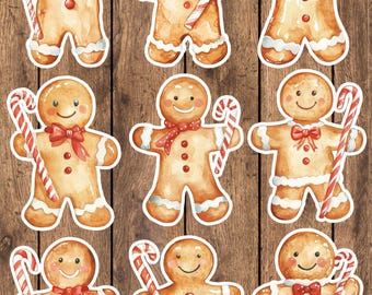Candy Cane Gingerbread Man Die Cut Vinyl Sticker Set – For Notebook, Laptop, Water Bottle & Scrapbooking