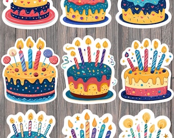 Birthday Cake Die Cut Stickers | Festive Vinyl Decals for Laptops, Bottles