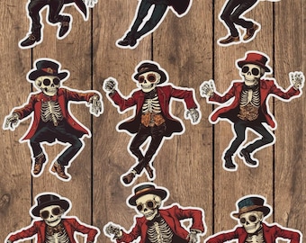 Dancing Skeleton Die Cut Vinyl Sticker Set – For Notebook, Laptop, Water Bottle & Scrapbooking
