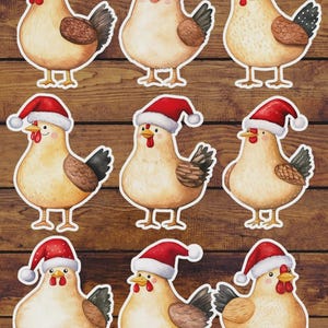 Christmas Chicken Vinyl Die Cut Sticker Set | Funny Sticker | Laptop Sticker | Water Bottle Sticker | Notebook Sticker