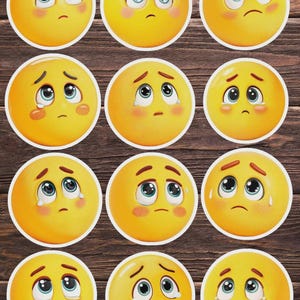 Sad Emoji Face Vinyl Die Cut Sticker Set | Funny Sticker | Laptop Sticker | Water Bottle Sticker | Notebook Sticker