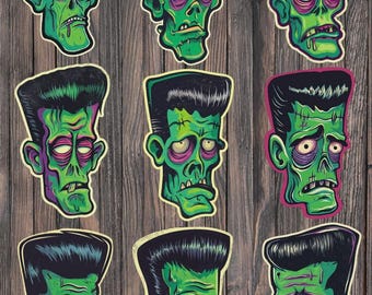 Rockabilly Zombie Die Cut Vinyl Sticker Set – For Notebook, Laptop, Water Bottle & Scrapbooking