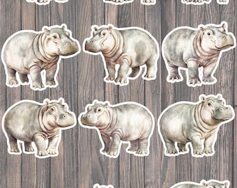 Baby Hippos Die Cut Vinyl Sticker Set – For Notebook, Laptop, Water Bottle & Scrapbooking