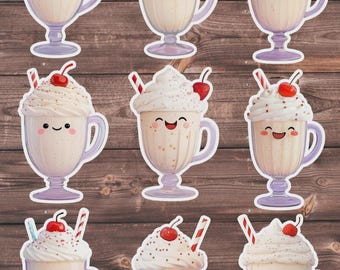 Happy Vanilla Milkshake Die Cut Vinyl Sticker Set – For Notebook, Laptop, Water Bottle & Scrapbooking