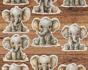 Cartoon Elephant Sticker Set | Funny Sticker | Laptop Sticker | Water Bottle Sticker | Notebook Sticker