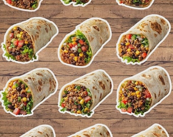Burrito Die Cut Vinyl Sticker Set – For Notebook, Laptop, Water Bottle & Scrapbooking