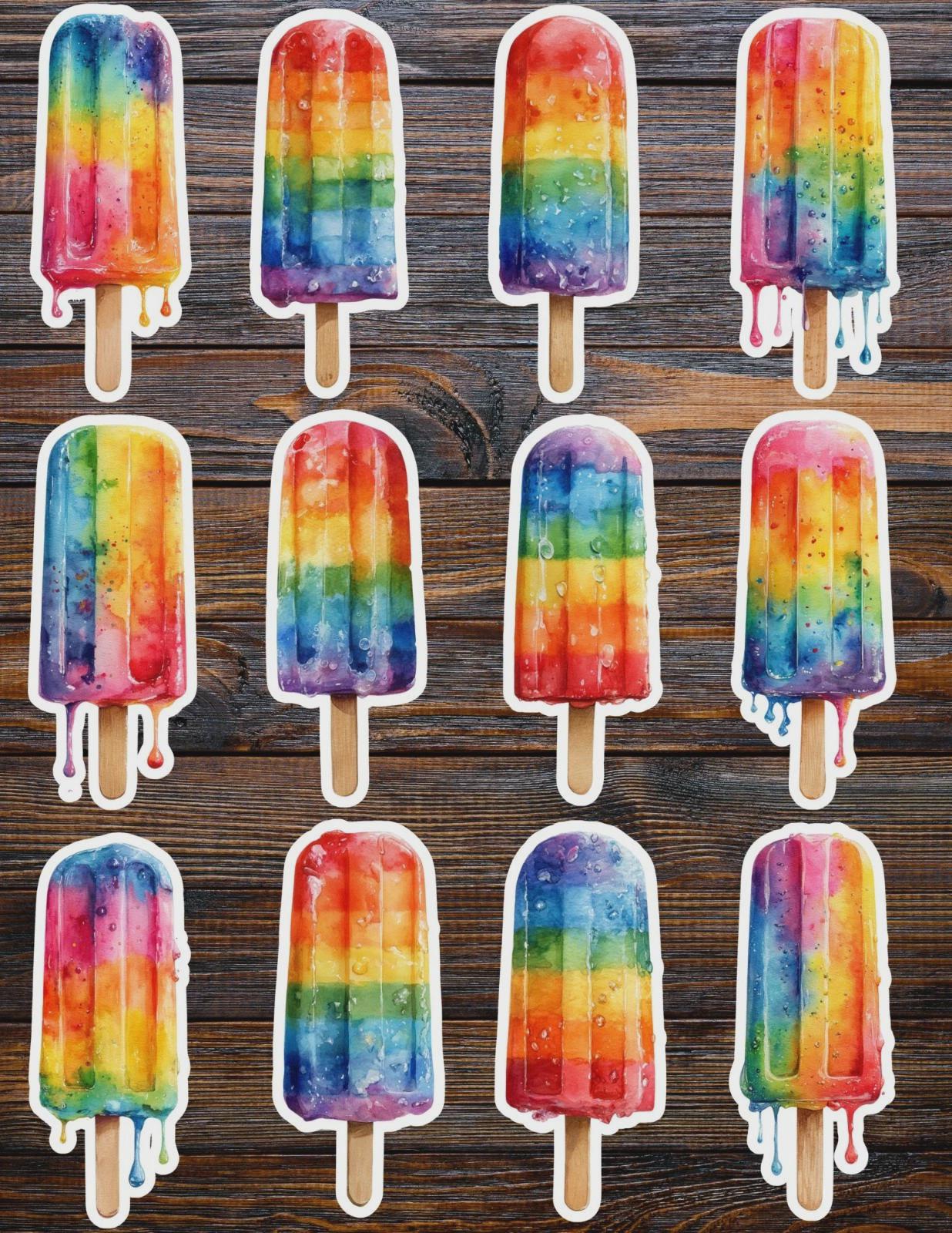 Colorful Popsicle Die Cut Vinyl Sticker Set – for Notebook, Laptop ...