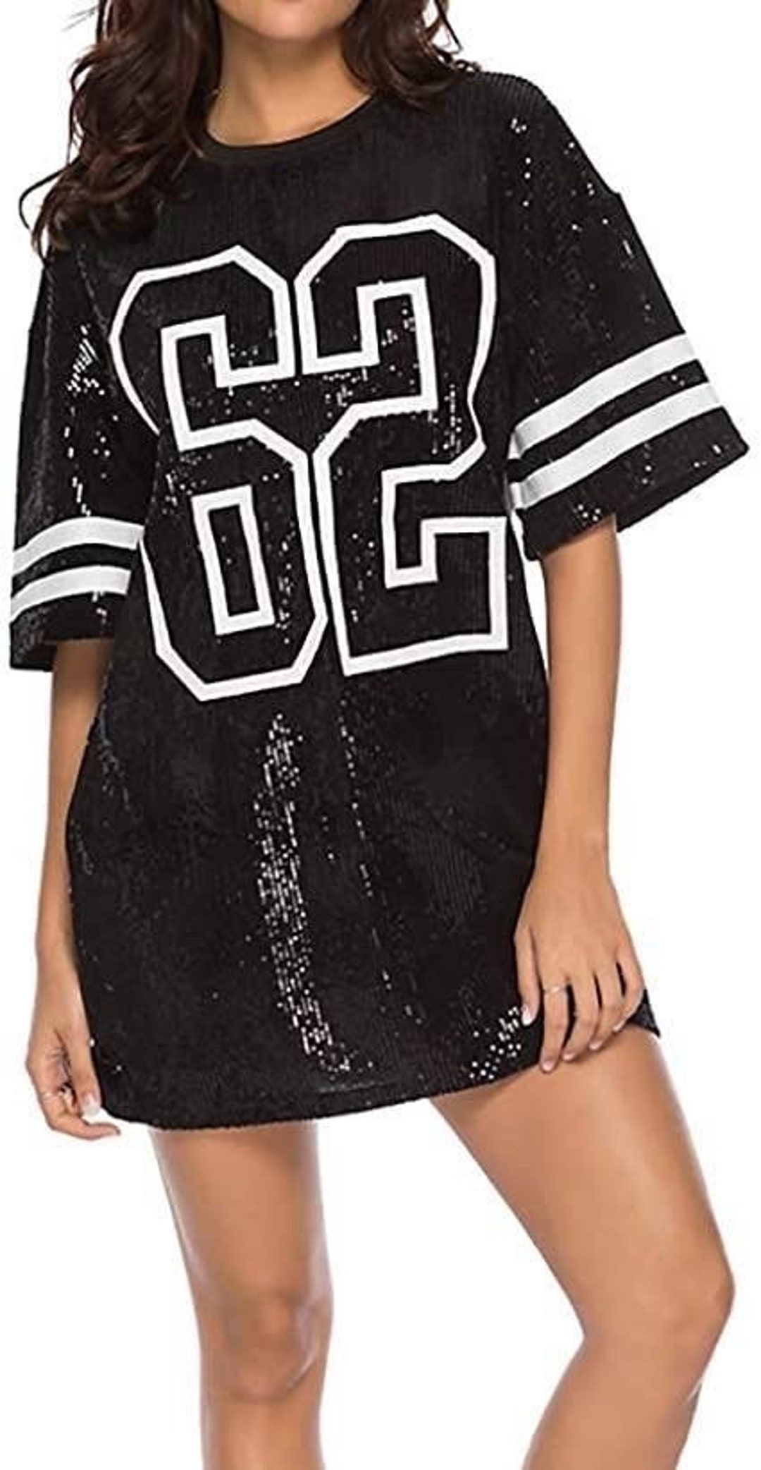 Black Sequin Football Jersey Dress Team Spirit Sparkle Etsy