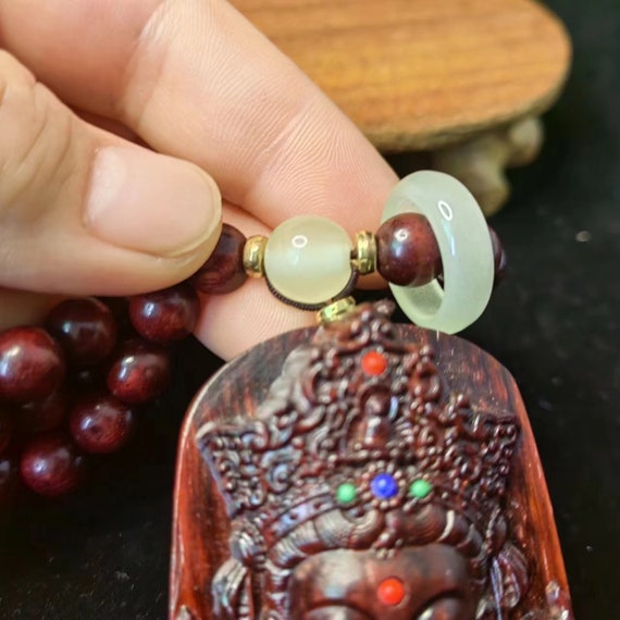 FINE Natural wood Buddha Pendant Necklace Rosary … - image 10