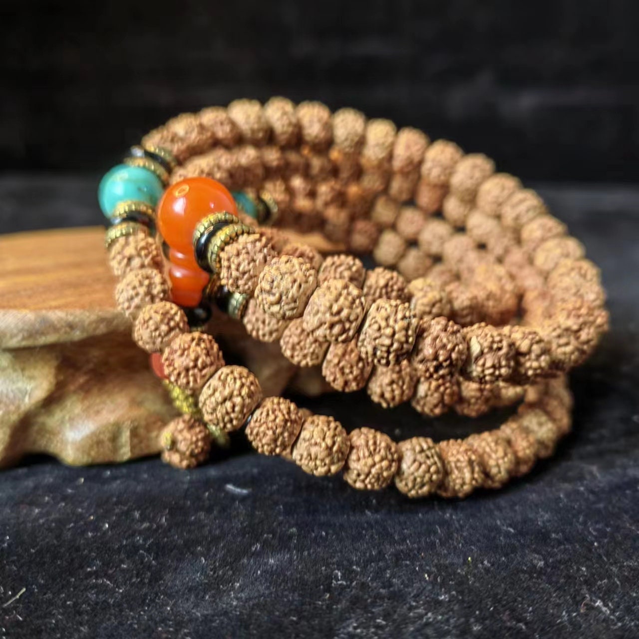 Wood Pendant Womens Wood Beads Buddha Pendant Necklace Brown Rosary Bodhi  Men Mala Bracelet Prayer beads Guanyin Kwan-yin Bodhisattva PX084