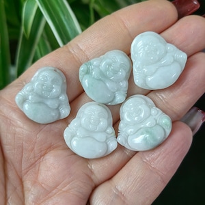 1 szt. Jadeit Jade Maitreya Wisiorek, Fortune Jade Naszyjnik, Ręcznie Rzeźbiony Amulet Fengshui, Buddyjski Talizman, Śmiejący Się Budda Kryształ Biżuteria