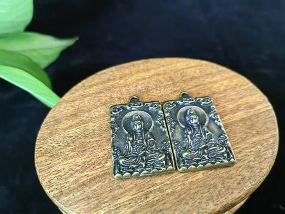 A pair of Brass  Buddha Pendant Necklace guanyin … - image 5