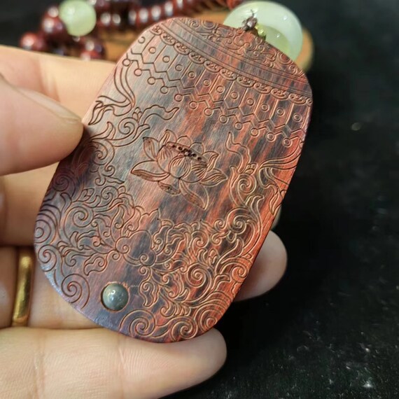 FINE Natural wood Buddha Pendant Necklace Rosary … - image 5