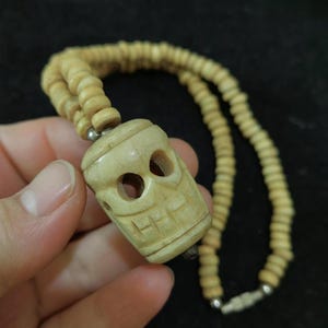 Nepal Buddhist Yak Bone Human skeleton figurine Pendant, Yak bull bone carving detailed Prayer Beads  skull Miniature Figurines Ghost Party