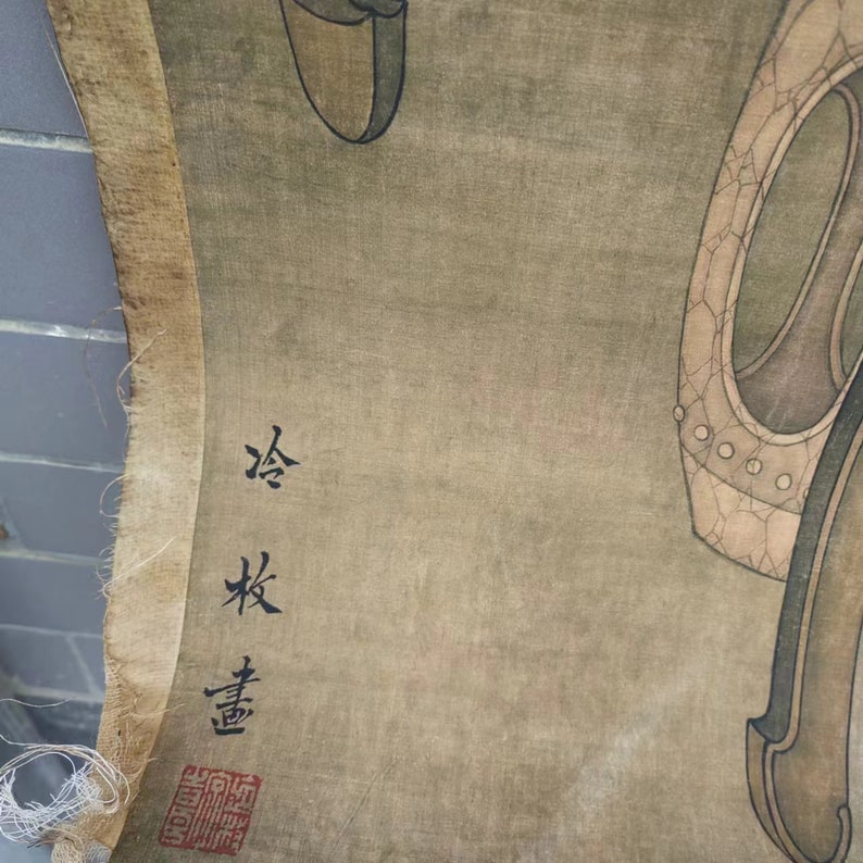 Replica Vintage Poster, Rustic Art Prints, Figure Signed Chinese