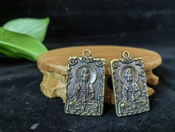 A pair of Brass  Buddha Pendant Necklace guanyin … - image 2
