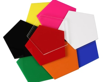 Acrylic Perspex Pentagon Shapes Laser Cut Colour Acrylic Sheet Craft 10mm to 100mm
