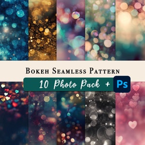 Bokeh Seamless Photos, Photoshop Brush & Pattern Pack | Digital Paper  | Photoshop Brushes | PNG | Sublimation | Photography | Overlay