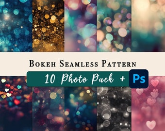 Bokeh Seamless Photos, Photoshop Brush & Pattern Pack | Digital Paper  | Photoshop Brushes | PNG | Sublimation | Photography | Overlay