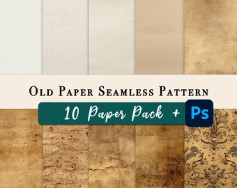 10 Old Paper Seamless Images & Photoshop Pattern Pack | Digital Paper  | Scrapbook Papers | Seamless Patterns | DIY Craft | Sublimation