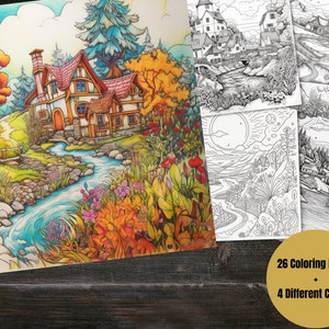 Boho Coloring Pages for Adults, Printable Coloring Book, Boho Landscape Coloring Pages, Adult Coloring Book, Instant Download, Kids Coloring
