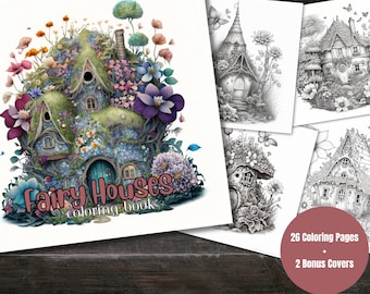50 Blooming Fairy Homes Coloring Book, Adults Kids Instant Download ...