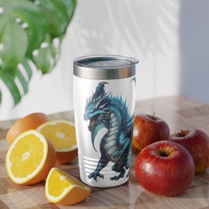 Dungeons and dragons gift tumbler dnd gift tumbler nerdy gift geek gift tumbler geek travel mug dnd travel mug Blue Dragon gift mug