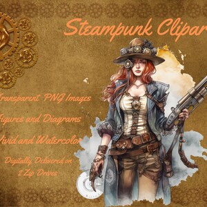 Steampunk Clipart Digitale Bilder Vivid Steampunk Aquarell Steampunk Digital Clipart Ephemera Fantasy Kommerzielle Nutzung, printable