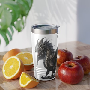 Dungeons and dragons gift tumbler dnd gift tumbler nerdy gift geek gift tumbler geek travel mug dnd travel mug Black Dragon gift tumbler